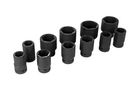 Close up  set of Socket Hand tools  socket maintenance automotive chrome Stock Photos