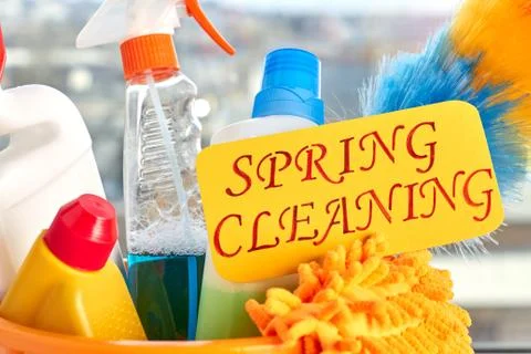 Close up set for spring cleaning. Stock Illustration