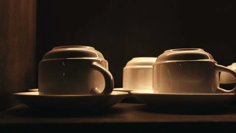 Close-up of several coffee cups Stock Footage 234164311