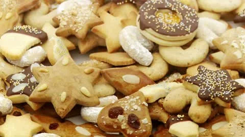 Close up of several different cookies looping Stock Footage