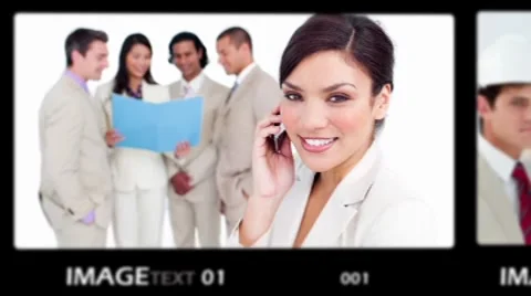 Close up on several images on a screen After Effects stock