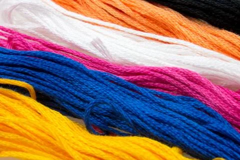 Close-up of several strands of soft colored cotton Stock Photos