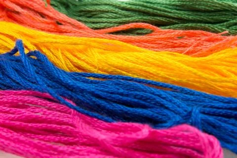 Close-up of several strands of soft colored cotton Stock Photos