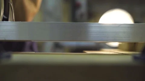 A close-up of a sewing circle that cuts the board. Stock Footage 102495112