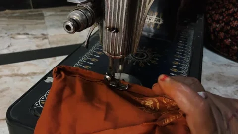 Close Up Sewing Cloth on Sewing Machine Stock Footage 315267197