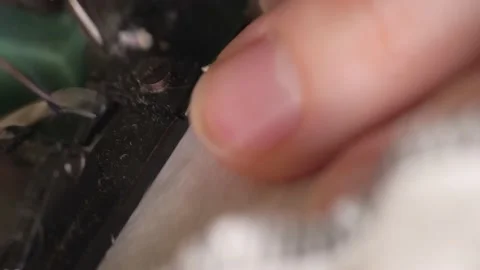 Close-up of sewing on an electric sewing machine. Sewing needle close-up Stock Footage 146939094