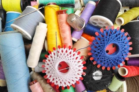 Close-up on a sewing kit Foto stock