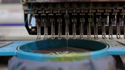 Close-up of sewing machine and sewing needle in fashion design studio Stock Footage 177023088