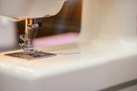 Close-up of the sewing machine and sewing needle studio. macro Stock Photos