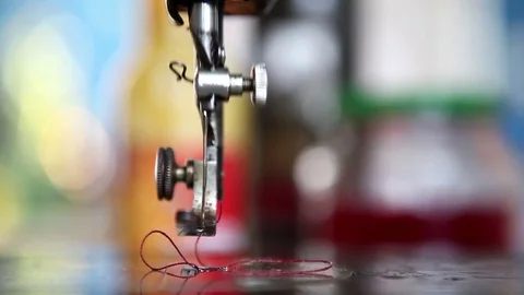 Close up on sewing machine Stock Footage 75673607