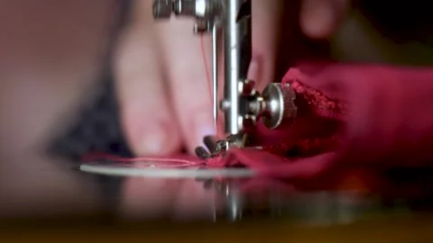 Close Up Of A Sewing Machine Video stock 134964273