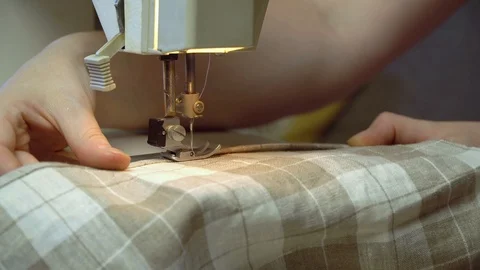 Close up. Sewing machine Needle scribbling seam Stock Footage 111664009