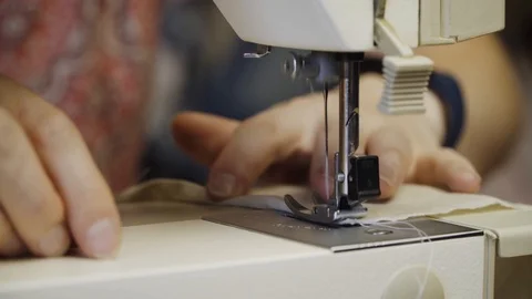 Close up. Sewing machine Needle scribbling seam Stock Footage 111664093