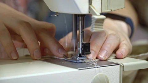 Close up. Sewing machine Needle scribbling seam Stock Footage 111664108