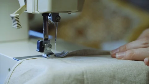 Close up. Sewing machine Needle scribbling seam Stock Footage 111664139