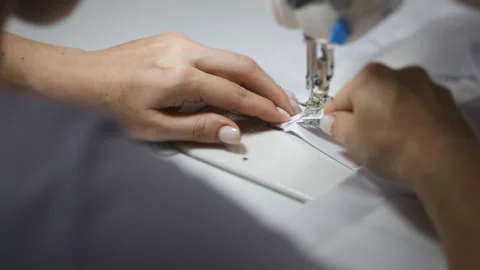 Close-up of a sewing machine at work. Stock Footage 280453034