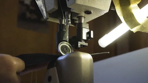Close up of  sewing machine working Stock Footage 106420647