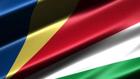 Close up of the Seychelles flag blowing in the wind Stock-Footage 348690287