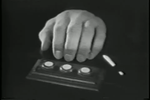 Close-up of shaking hand pushing button Video stock 11353264