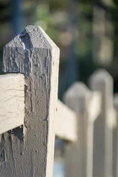 Close up, Shallow Depth of Field of a White Fence Stock Photos