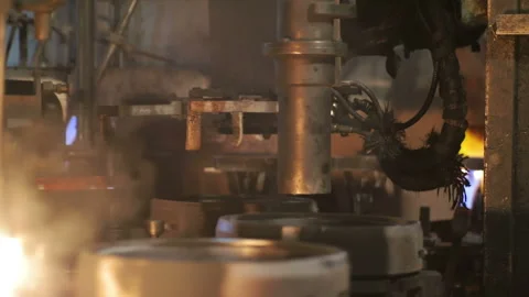 Close - up Of the shape of insulators made of glass. Production of electric Stock Footage 118359265