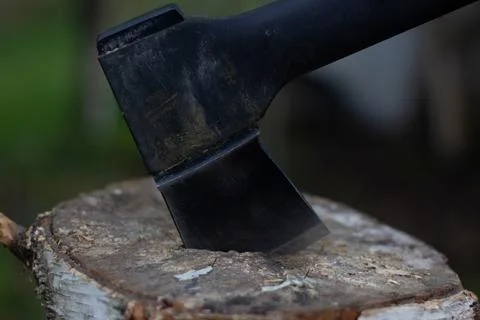  Close-up of a sharp axe head  Stock Photos