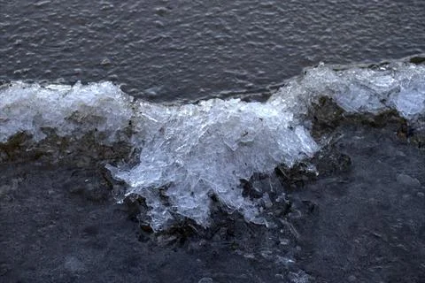 Close-up of sharp crystalline ice ridge in winter Stock Photos