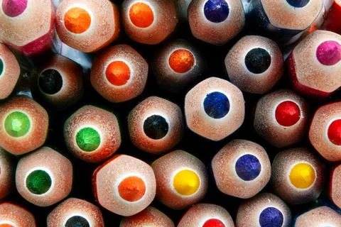 Close-Up of Sharpened Colored Pencils. Creative Colorful Art Background. Co.. Stock Photos