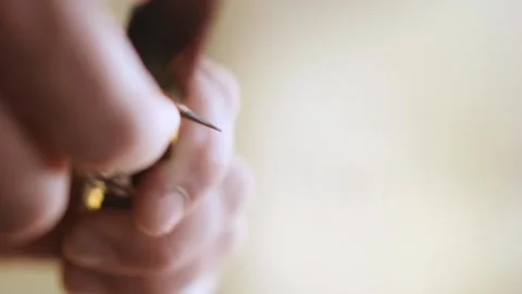 Close-up. sharpening a simple pencil with a knife. the sound of carpentry too Stock Footage 144243783