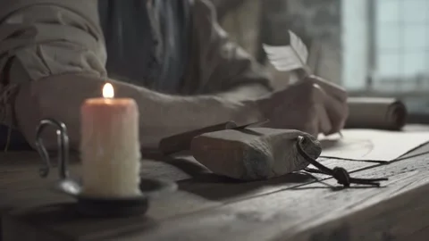Close up of a sharpening stone on a desk in the blurred background of a master Stock Footage 341009549