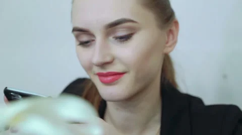Close-up. She works with a smartphone 스톡 동영상 61866890