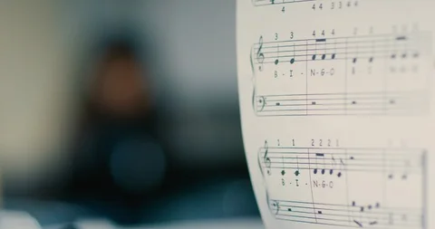 Close-Up of a sheet of music Stock Footage 108780212