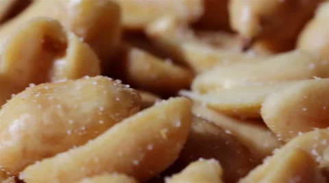 Close Up Shelled Salted Peanuts Tracking Shot Stock Footage 48904517