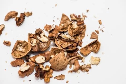 Close-up of shelled walnuts background Stock Photos