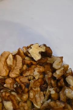 Close-up of shelled walnuts Stock Photos
