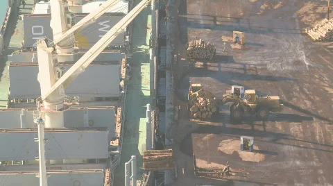 Close up of ship log loading in time lapse Stock Footage 861782