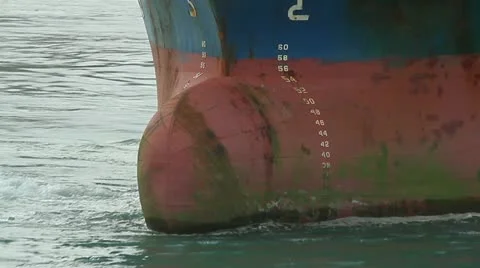 Close-up of ship’s bow turning using bowthruster Stock Footage 12604175