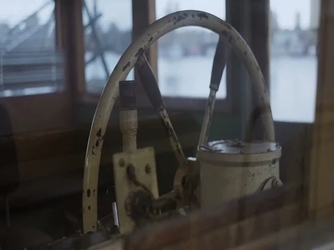 Close-up of the ship's a steering wheel Stock Footage 71874940