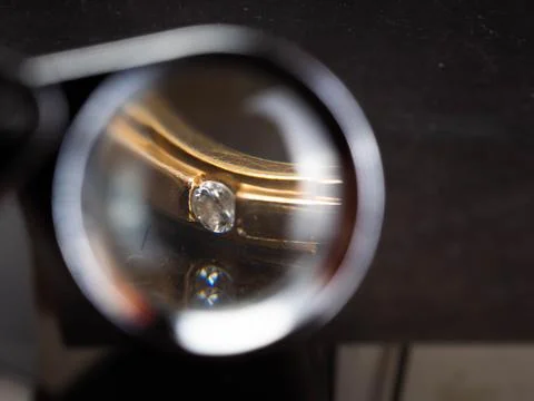 Close up shoot of gold wedding ring with beautiful diamond Stock Photos