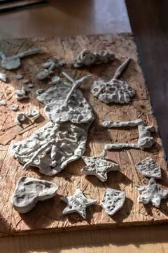 Close-up shoot of handmade pottery workshop madeby dough Stock Photos