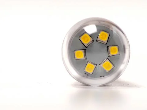 Close up shoot of white small led lamp with e12 socket Stock Photos