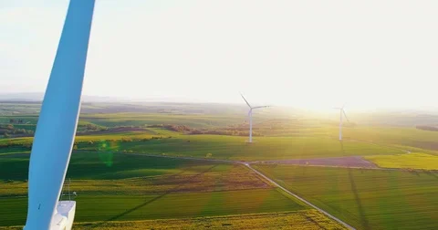 Close up shoot of windmill propeller rotating. Energy Production Video stock 75667678