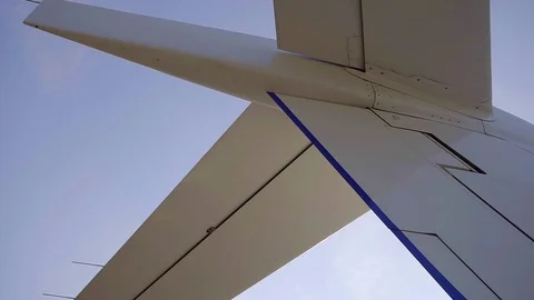 Close-up shooting of a back part of a plane outdoor. Stock Footage 95048708