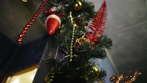 Close-up shooting of holiday decorations on the wall Stock Footage 145999651