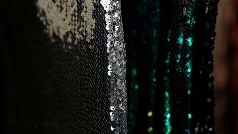 Close shooting of Long short dresses with sparkling decor popular Stock Footage