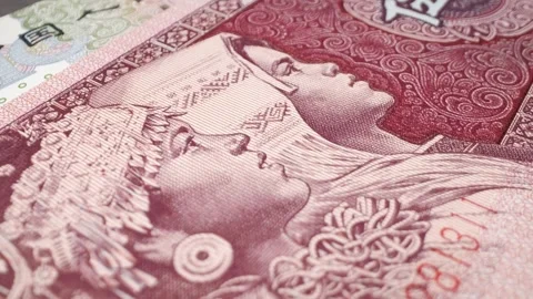 Close up shot of a 5 Chinese Wu Jiao banknote 스톡 동영상 302204053