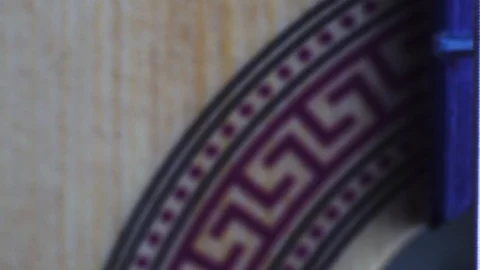 Close up shot of acoustic guitar strings Stock Footage 106574826
