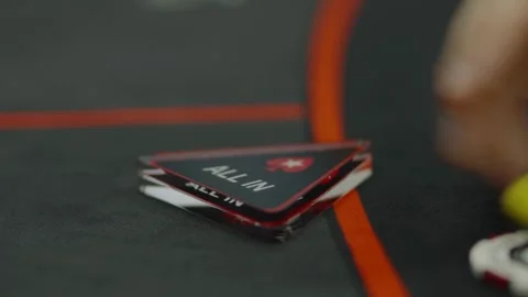 A close-up shot of an all in button on table Stock Footage 336240353