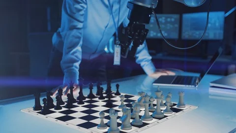 Close Up Shot of a Artificial Intelligence Operating a Futuristic Robotic Arm Stock Footage