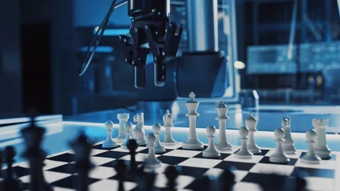 Close Up Shot of a Artificial Intelligence Operating a Futuristic Robotic Arm Stock Footage 105351651
